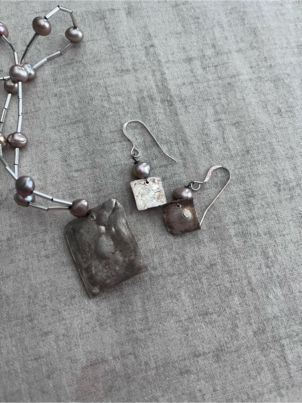 Pearl Accent Silver-Tone Pendant Necklace & Earrings Set - Picture 4 of 5